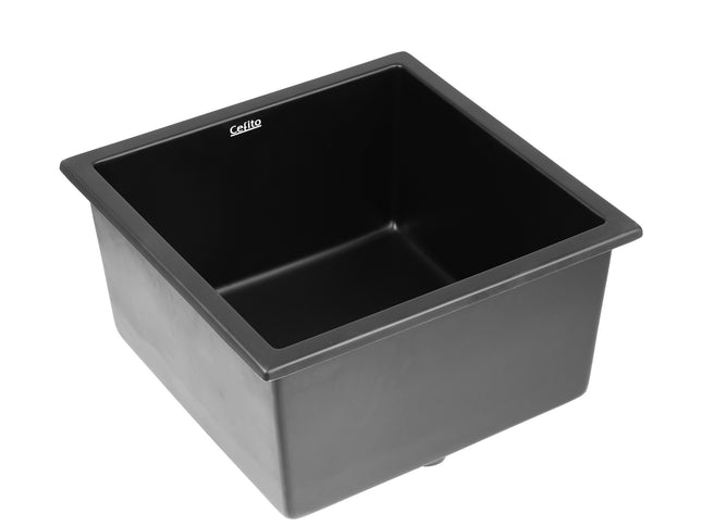 Cefito Kitchen Sink 45x45cm Granite Stone Sink Single Bowl Black