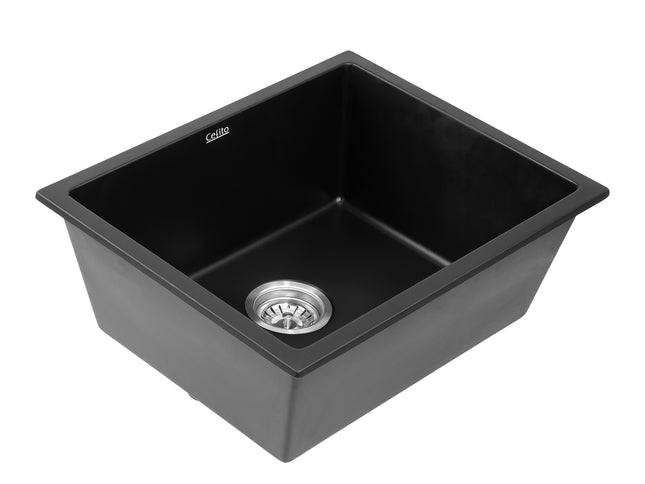 Cefito Kitchen Sink 55x45cm Granite Stone Sink Single Bowl Black