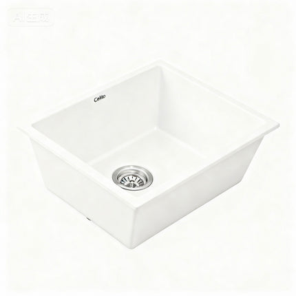 Cefito Kitchen Sink 55x45cm Granite Stone Sink Single Bowl White