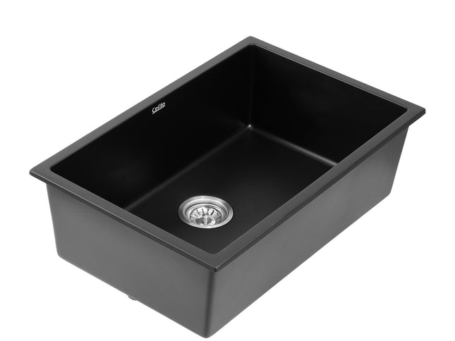 Cefito Kitchen Sink 70x45cm Granite Stone Sink Single Bowl Black