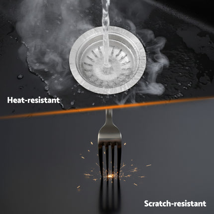 Cefito Kitchen Sink 70x45cm Granite Stone Sink Single Bowl Black