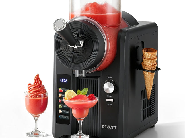 Devanti 2L Slushie Machine Ice Cream Maker Frozen Smoothies Milkshakes Black