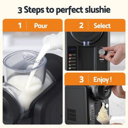Devanti 2L Slushie Machine Ice Cream Maker Frozen Smoothies Milkshakes Black
