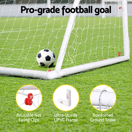 Everfit 8FT Soccer Football Goal Net UPVC Frame with PE Mesh Weatherproof Portable Goals for Backyard Training Competitive Play