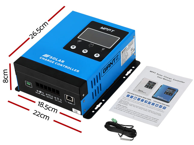 Giantz 60A MPPT Solar Charge Controller Auto 12V/24V/36V/48V Battery Regulator