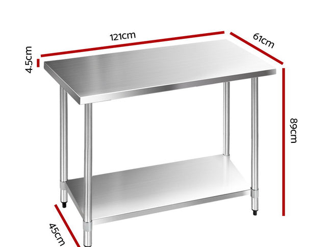 Cefito 1219x610mm Stainless Steel Kitchen Bench 304