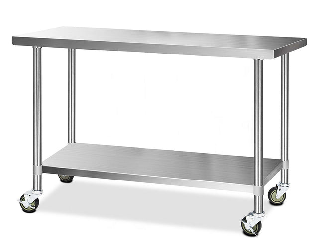Cefito 1524x610mm Stainless Steel Kitchen Bench with Wheels 304