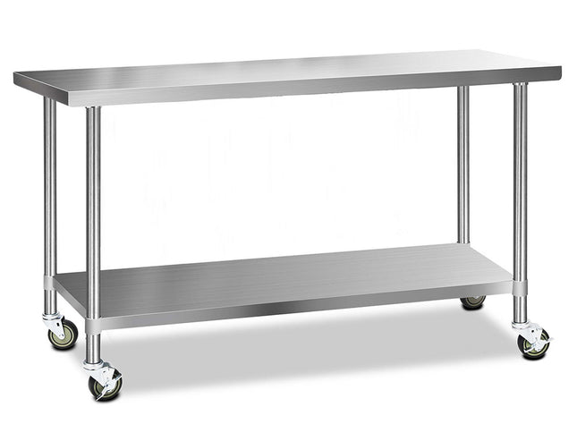 Cefito 1829x610mm Stainless Steel Kitchen Bench with Wheels 304