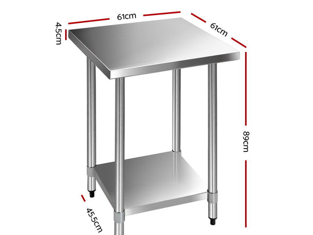 Cefito 610x610mm Stainless Steel Kitchen Bench 430