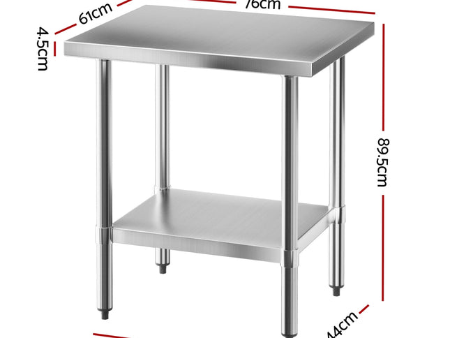 Cefito Stainless Steel Kitchen Bench Work Table 610 x760MM 430
