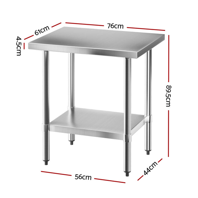 Cefito Stainless Steel Kitchen Bench Work Table 610 x760MM 430