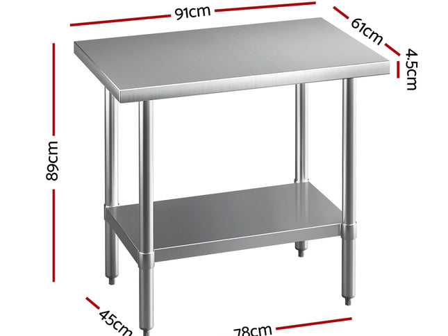Cefito Stainless Steel Kitchen Benches Work Bench 910x610mm 430