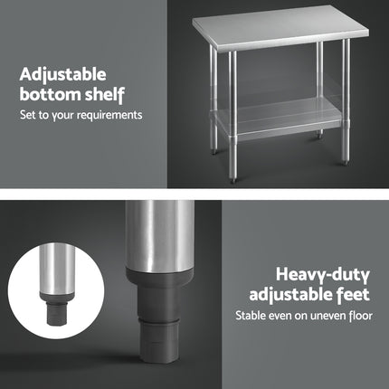 Cefito Stainless Steel Kitchen Benches Work Bench 910x610mm 430