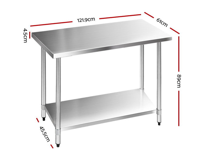 Cefito 1219x610mm Stainless Steel Kitchen Bench 430