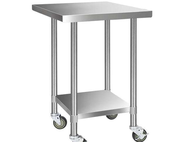 Cefito 760x760mm Stainless Steel Kitchen Bench with Wheels 430