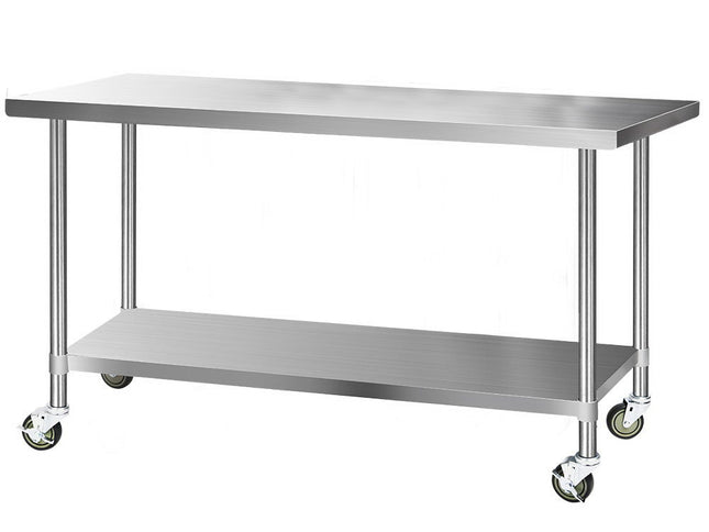 Cefito 1829x760mm Stainless Steel Kitchen Bench with Wheels 430