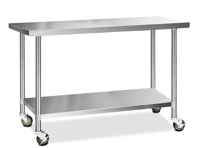Cefito 1524x610mm Stainless Steel Kitchen Bench with Wheels 430