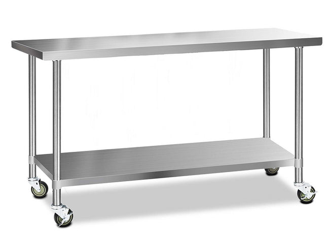 Cefito 1829x610mm Stainless Steel Kitchen Bench with Wheels 430