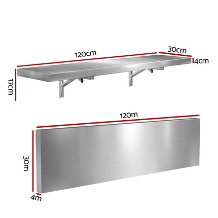 Cefito Commercial Stainless Steel Wall Shelf Kitchen Storage Rack 1200x300mm