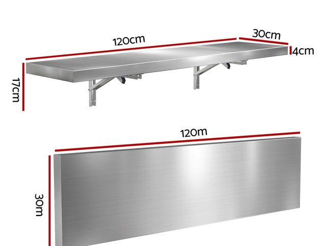 Cefito Commercial Stainless Steel Wall Shelf Kitchen Storage Rack 1200x300mm