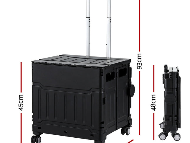 Emajin Shopping Trolley Cart 75L Foldable Black