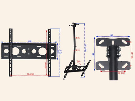 Adjustable Single Screen Tv Wall / Ceiling Mount - 32-65 Inch 0.5-2M Range-1915198423863267333