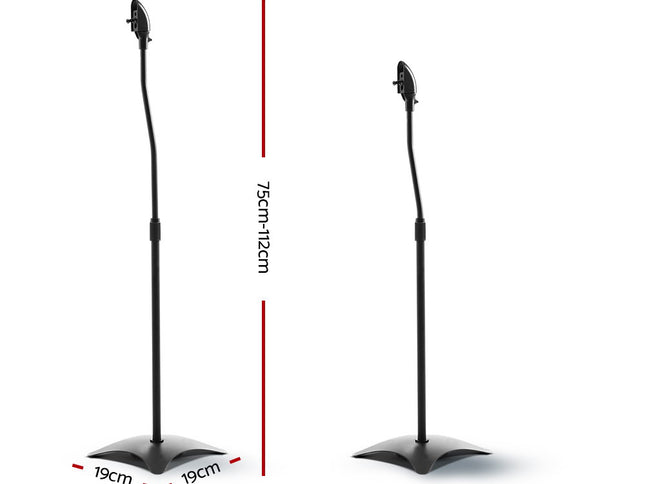 Alpha Speaker Stand 75-112cm Adjustable Height Surround Sound Studio Home 2pcs