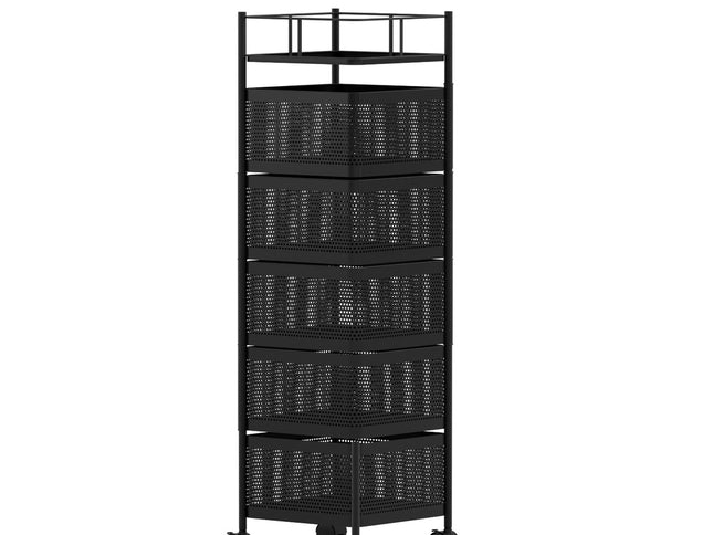 Artiss Storage Trolley Kitchen Cart 5 Tiers Storage Rack Black