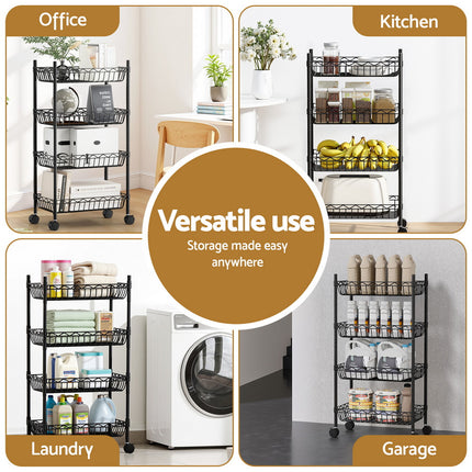 Artiss 4-Tier Shelving Unit Adjustable Garage Storage Kitchen Rack With Wheels