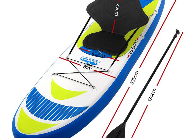 Weisshorn Stand Up Paddle Board 11ft Inflatable SUP Surfboard Paddleboard Kayak Surf Yellow