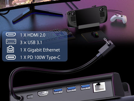 Steam Deck Expansion Dock With Hdmi And Gigabit Network Port-1922443429510516741