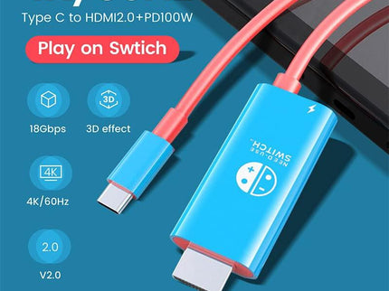 6.6Ft Type C To Hdmi Cable For 4K Tv And Switch-1915198014272704517