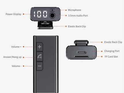 Wireless Car Bluetooth Hands-Free Call Adapter With Digital Display-1915198043829964801
