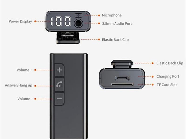 Wireless Car Bluetooth Hands-Free Call Adapter With Digital Display-1915198043829964801