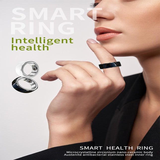 Smart Ring With Heart Rate Blood Oxygen Sleep & Sports Modes - Black Size 22-1964932216786128898