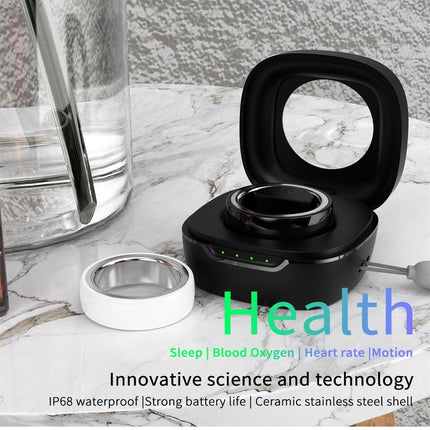 Smart Ring With Heart Rate Blood Oxygen Sleep & Sports Modes - Black Size 22-1964932216786128900
