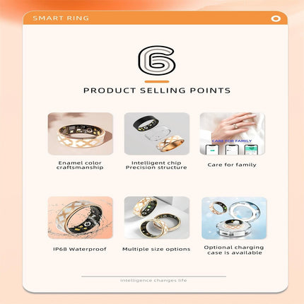 Smart Ring With Heart Rate Blood Oxygen Sleep Monitoring - Rose Gold Size 7-1964932198020812806