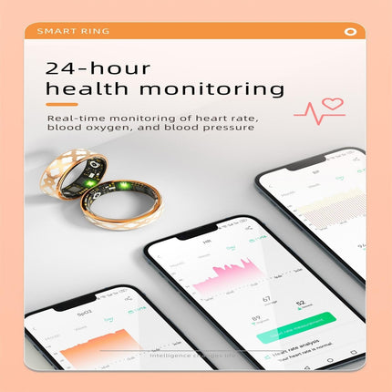 Smart Ring With Heart Rate Blood Oxygen Sleep Monitoring - Rose Gold Size 8-1964932202127036423