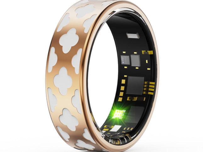 Smart Ring With Heart Rate Blood Oxygen Sleep Monitoring - Multiple Sports Modes - Rose Gold Size 11-1915196969266057216