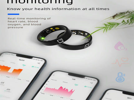 Smart Ring With Heart Rate Blood Oxygen Sleep Monitoring And Multiple Sports Modes - Black Size 8-1915196835639726083