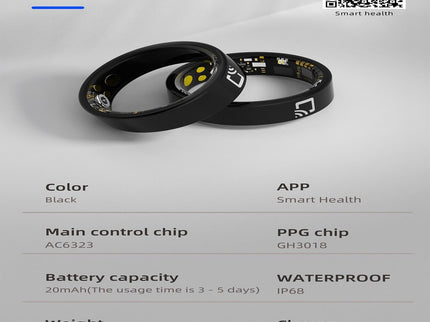 Smart Ring With Heart Rate Blood Oxygen Sleep Monitoring And Multiple Sports Modes - Black Size 9-1915196856862904325