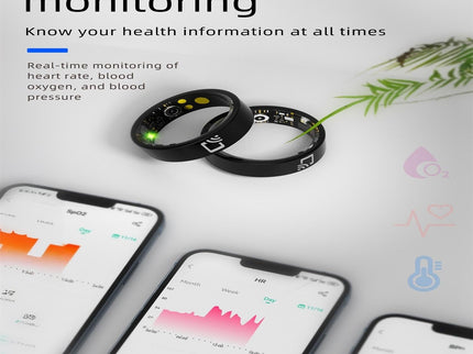 Smart Ring With Heart Rate Blood Oxygen & Sleep Monitoring - Multiple Sports Modes - Black Size 12-1915196912026390531
