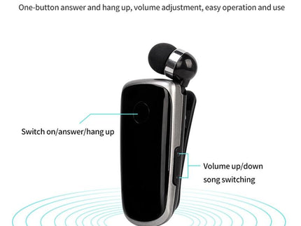 Wireless Bluetooth In-Ear Earphone With Vibrating Alert And Hands-Free Clip - White-1915197850657099778