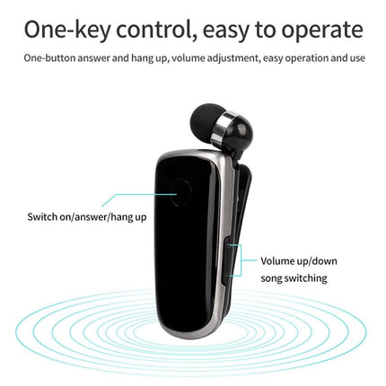 Wireless Bluetooth In-Ear Earphone With Vibrating Alert And Hands-Free Clip - White-1915197850657099778