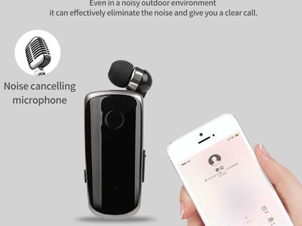 Wireless Bluetooth In-Ear Earphone With Vibrating Alert And Hands-Free Clip - White-1915197850657099779