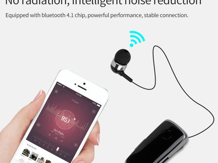 Wireless Bluetooth In-Ear Earphone With Vibrating Alert And Hands-Free Clip - White-1915197850657099780