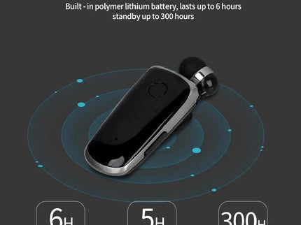 Wireless Bluetooth In-Ear Earphone With Vibrating Alert And Hands-Free Clip - White-1915197850657099781