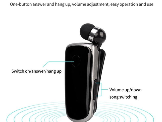 Wireless Bluetooth In-Ear Earphone With Vibrating Alert And Hands-Free Clip - Rose Red-1915197840481718274