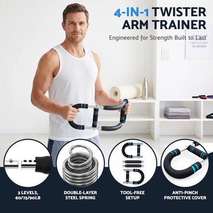 Everfit Twister Arm Exerciser 60-90lb Adjustable Chest Workout Equipment Home Gym Fitness