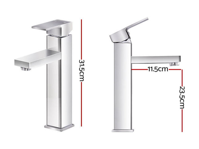 Cefito Bathroom Basin Mixer Tap Square Tall Faucet Vanity Laundry Chrome